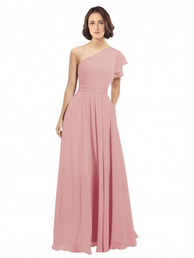 A-Linien Eine-Schulter Chiffon Lange Brautjungfernkleider Hersteller