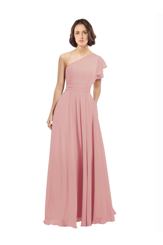 A-Linien Eine-Schulter Chiffon Lange Brautjungfernkleider Hersteller
