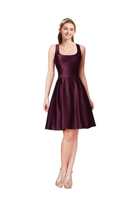 A-Linien Knielang Satin Kurze Brautjungfernkleider / Abiballkleider / Cocktailkleider / Heimkehr Kleider Hersteller