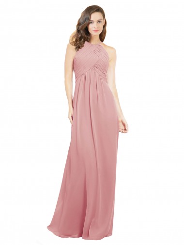A-Linien Neckholder Chiffon Lange Brautjungfernkleider Hersteller