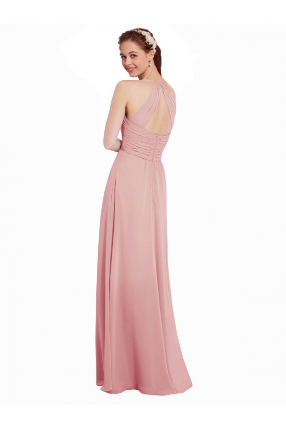 A-Linien Neckholder Chiffon Lange Brautjungfernkleider Hersteller