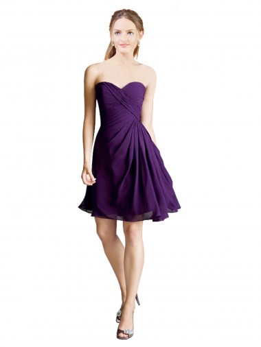 A-Linien Trägerlos Knielang Chiffon Kurze Brautjungfernkleider / Cocktailkleider / Heimkehr Kleider Hersteller