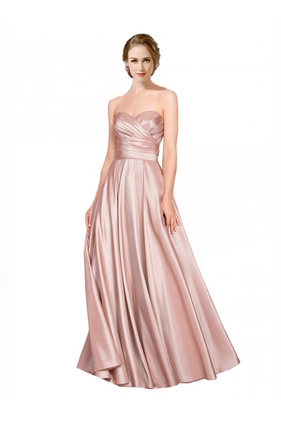 A-Linien Trägerlos Stretch-Satin Lange Formale Brautjungfernkleider / Abendkleider / Abiballkleider Hersteller