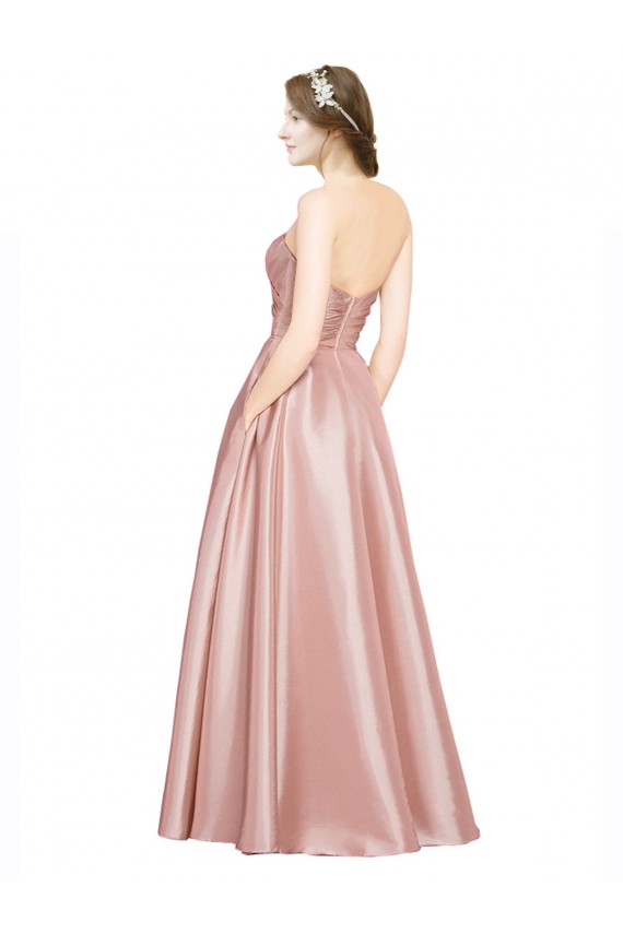 A-Linien Trägerlos Stretch-Satin Lange Formale Brautjungfernkleider / Abendkleider / Abiballkleider Hersteller