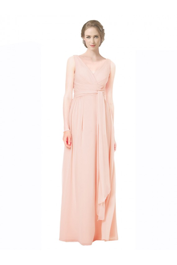 A-Linien V-Ausschnitt Chiffon Lange Brautjungfernkleider Hersteller