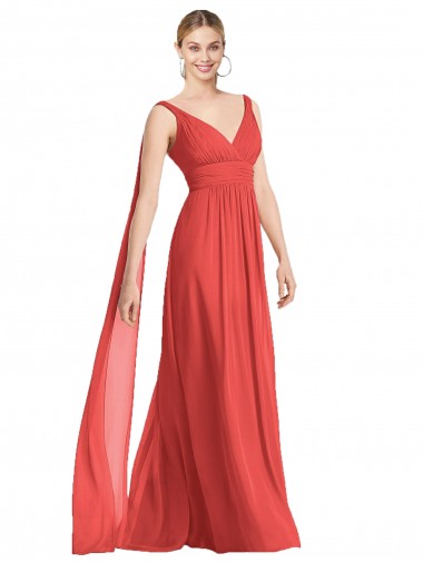 A-Linien V-Ausschnitt Chiffon Lange Brautjungfernkleider Hersteller
