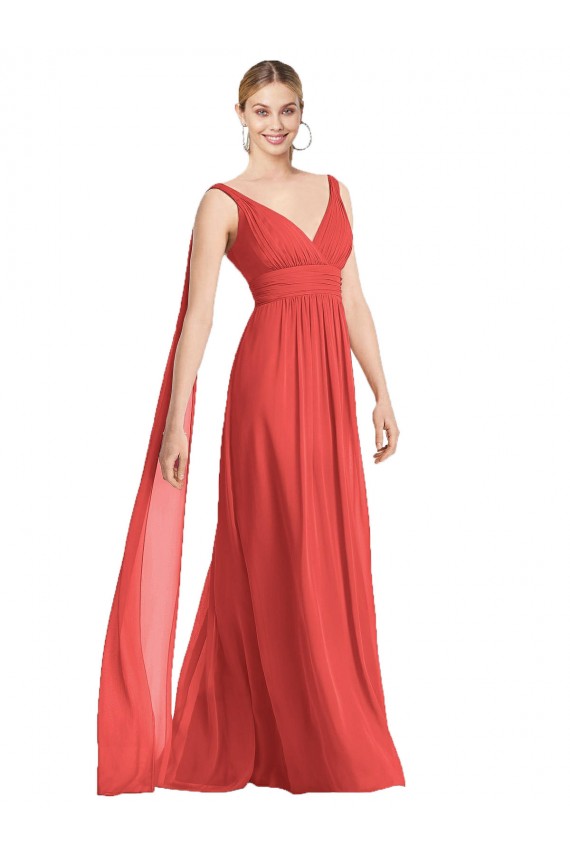 A-Linien V-Ausschnitt Chiffon Lange Brautjungfernkleider Hersteller