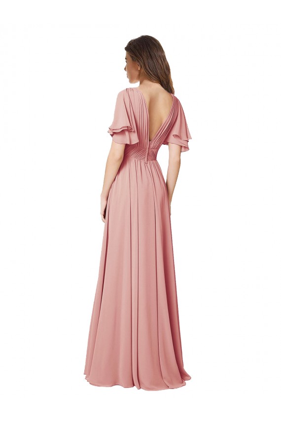 A-Linien V-Ausschnitt Chiffon Lange Brautjungfernkleider Hersteller