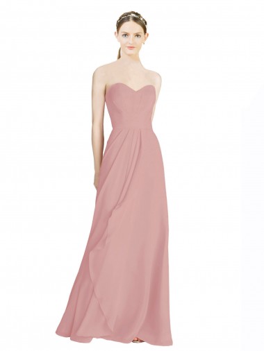 Altrosa A-Linien Chiffon Lange Brautjungfernkleider Hersteller