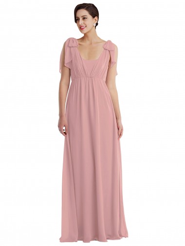 Altrosa A-Linien Neckholder Chiffon Lange Brautjungfernkleider Hersteller