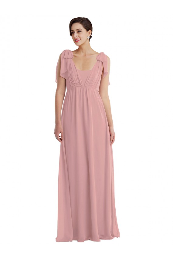Altrosa A-Linien Neckholder Chiffon Lange Brautjungfernkleider Hersteller