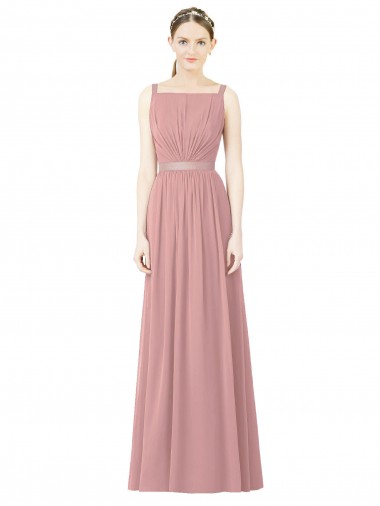 Altrosa A-Linien Stehkragen Ausschnitt Chiffon Lange Brautjungfernkleider Hersteller