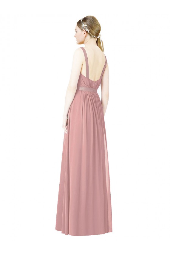 Altrosa A-Linien Stehkragen Ausschnitt Chiffon Lange Brautjungfernkleider Hersteller