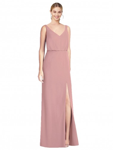 Altrosa Meerjungfrau V-Ausschnitt Chiffon Lange Brautjungfernkleider Hersteller