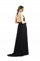Austernsilber A-Linien Neckholder Chiffon Lange Brautjungfernkleider Hersteller