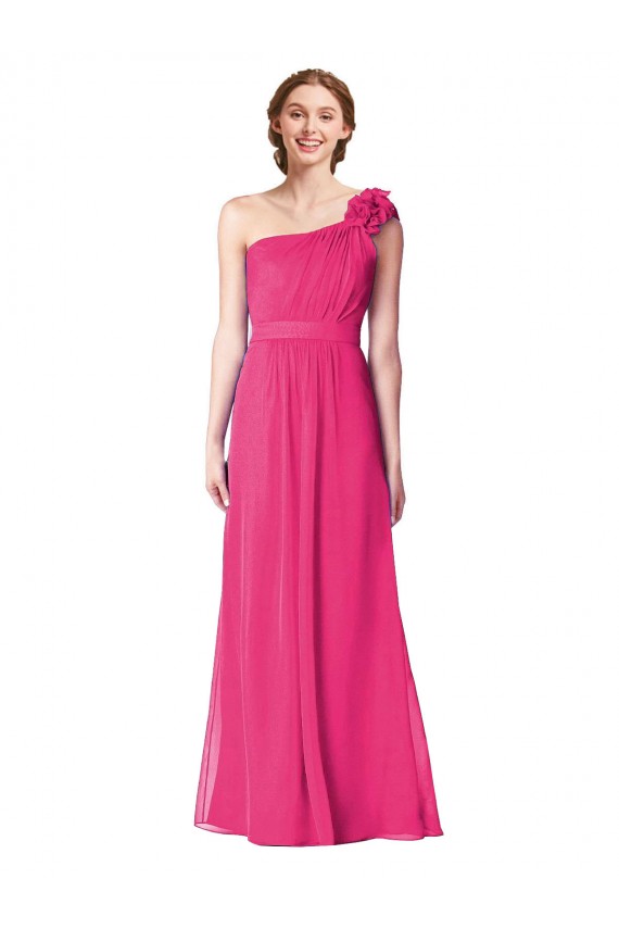 Azalee A-Linien Eine-Schulter Chiffon Lange Brautjungfernkleider Hersteller