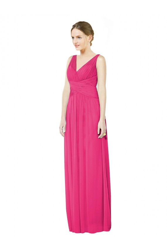 Azalee A-Linien V-Ausschnitt Chiffon Lange Brautjungfernkleider Hersteller