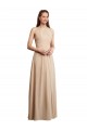 Champagner A-Linien Neckholder Chiffon Lange Brautjungfernkleider Hersteller