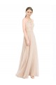 Champagner A-Linien Neckholder Stehkragen Ausschnitt Chiffon Spitze Lange Brautjungfernkleider / Abiballkleider Hersteller