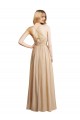 Champagner A-Linien Spaghetti-Träger Chiffon Lange Brautjungfernkleider Hersteller