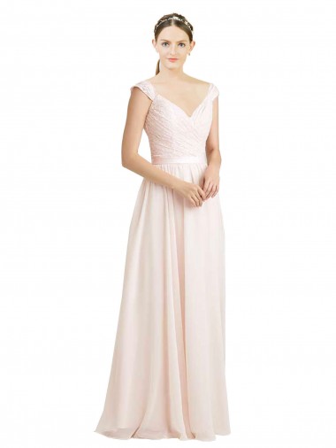 Creme Rosa A-Linien Chiffon Spitze Lange Brautjungfernkleider Hersteller