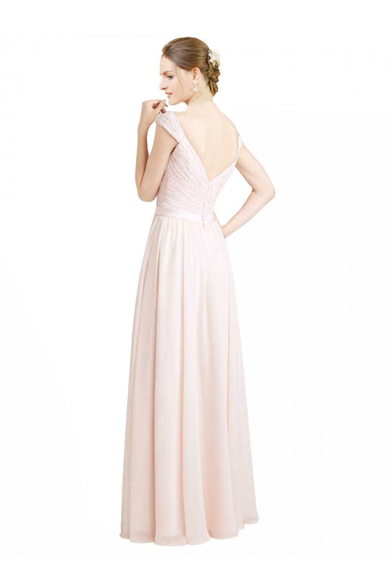 Creme Rosa A-Linien Chiffon Spitze Lange Brautjungfernkleider Hersteller