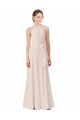 Creme Rosa A-Linien Stehkragen Ausschnitt Chiffon Lange Brautjungfernkleider Hersteller