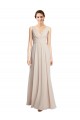 Creme Rosa A-Linien V-Ausschnitt Chiffon Lange Brautjungfernkleider Hersteller