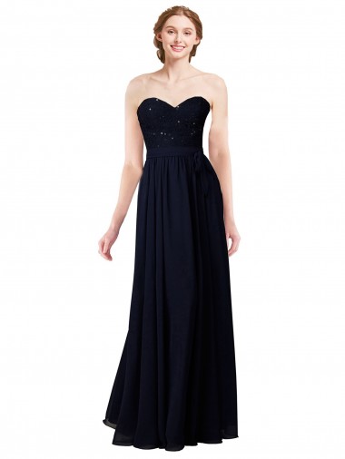 Dunkelmarine A-Linien Chiffon Lange Brautjungfernkleider Hersteller