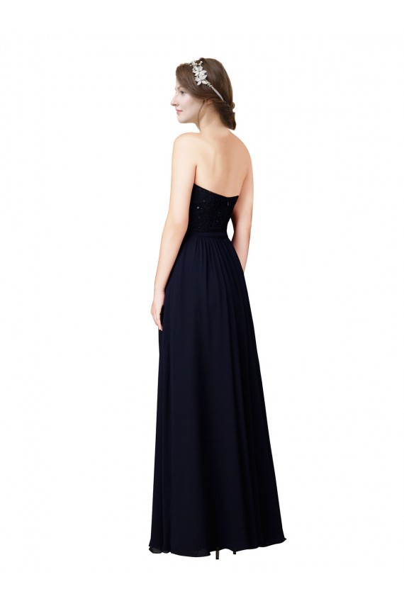 Dunkelmarine A-Linien Chiffon Lange Brautjungfernkleider Hersteller