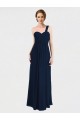 Dunkelmarine A-Linien Eine-Schulter Chiffon Lange Brautjungfernkleider Hersteller