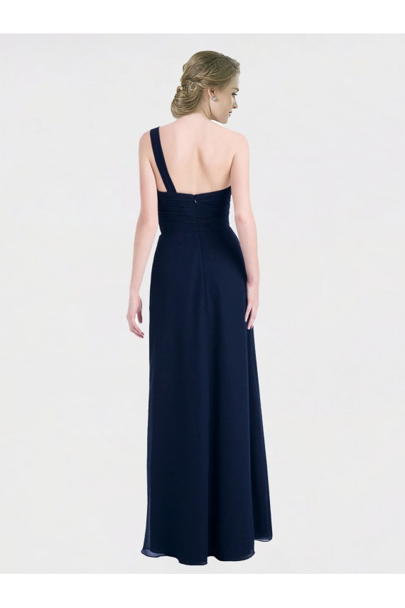 Dunkelmarine A-Linien Eine-Schulter Chiffon Lange Brautjungfernkleider Hersteller
