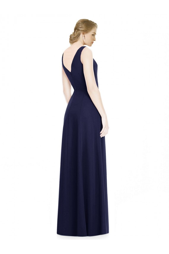 Dunkelmarine A-Linien Haube Ausschnitt Chiffon Lange Brautjungfernkleider Hersteller