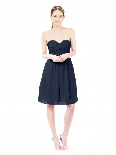 Dunkelmarine A-Linien Knielang Chiffon Kurze Brautjungfernkleider / Cocktailkleider / Heimkehr Kleider Hersteller