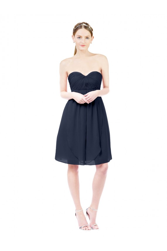 Dunkelmarine A-Linien Knielang Chiffon Kurze Brautjungfernkleider / Cocktailkleider / Heimkehr Kleider Hersteller