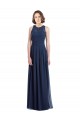 Dunkelmarine A-Linien Neckholder Chiffon Lange Brautjungfernkleider Hersteller
