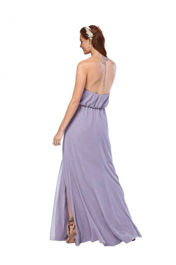 Dunkelmarine A-Linien Neckholder Chiffon Lange Brautjungfernkleider Hersteller