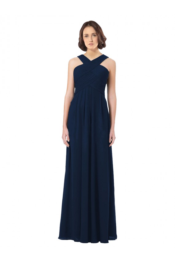 Dunkelmarine A-Linien Off-Schulter Chiffon Lange Brautjungfernkleider Hersteller