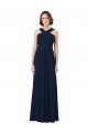 Dunkelmarine A-Linien Off-Schulter Chiffon Lange Brautjungfernkleider Hersteller