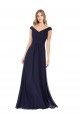 Dunkelmarine A-Linien Off-Schulter Chiffon Lange Brautjungfernkleider Hersteller