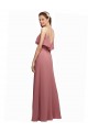 Dunkelmarine A-Linien Spaghetti-Träger Scoop Chiffon Lange Brautjungfernkleider Hersteller