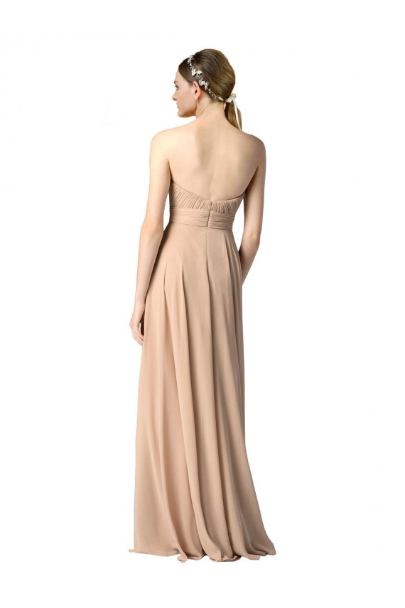 Dunkelmarine A-Linien Trägerlos Chiffon Lange Brautjungfernkleider Hersteller