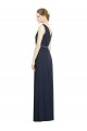 Dunkelmarine A-Linien V-Ausschnitt Chiffon Lange Brautjungfernkleider Hersteller