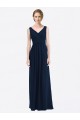 Dunkelmarine A-Linien V-Ausschnitt Chiffon Lange Brautjungfernkleider Hersteller