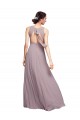 Dunkelmarine A-Linien V-Ausschnitt Chiffon Lange Brautjungfernkleider Hersteller