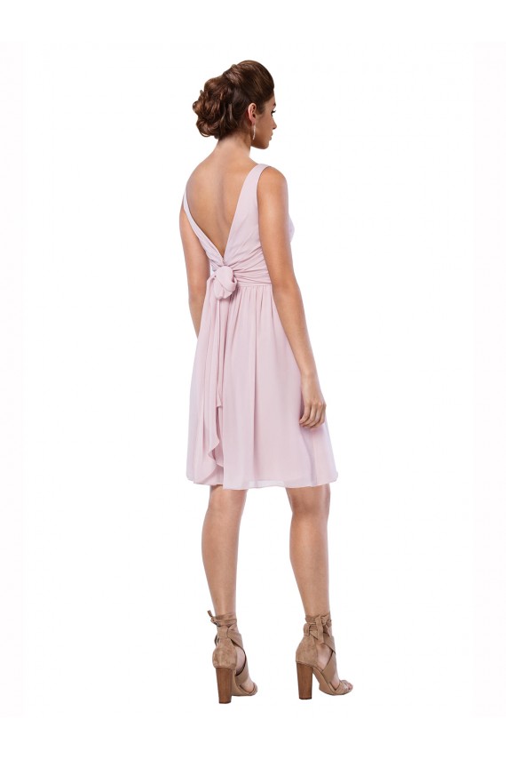 Dunkelmarine A-Linien V-Ausschnitt Knielang Chiffon Kurze Brautjungfernkleider / Cocktailkleider / Heimkehr Kleider Hersteller