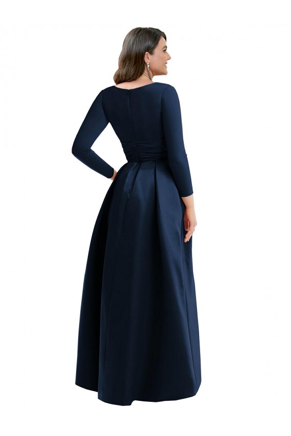 Dunkelmarine Prinzessin V-Ausschnitt Elasthan Lange Formale Brautjungfernkleider / Abendkleider / Abiballkleider Hersteller