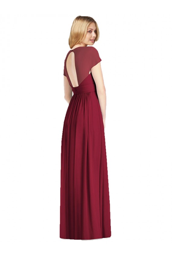 Dunkelmarine Trompete V-Ausschnitt Chiffon Lange Brautjungfernkleider Hersteller