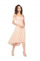 Eisrosa A-Linien Quadrat Ausschnitt Midi Chiffon Kurze Brautjungfernkleider Hersteller
