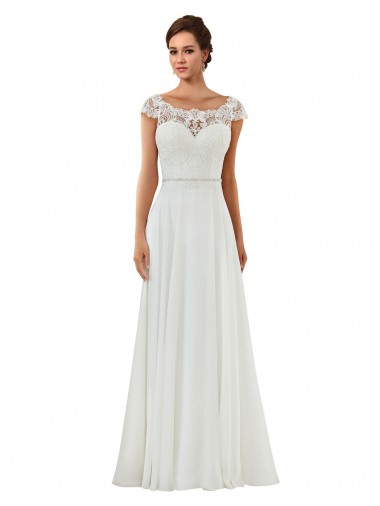 Elfenbein A-Linien Kapelle-schleppe Chiffon Klassisch Brautkleider Hersteller